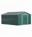 13ft x 11ft Outdoor Roofed Metal Storage Shed Foundation Vent & Doors Green