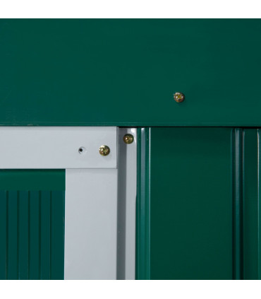 13ft x 11ft Outdoor Roofed Metal Storage Shed Foundation Vent & Doors Green