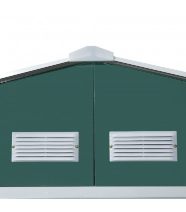 13ft x 11ft Outdoor Roofed Metal Storage Shed Foundation Vent & Doors Green