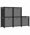 5-Cube Display Shelf with Boxes Black 103x30x72.5 cm Fabric