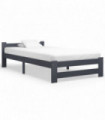 Bed Frame Dark Grey Solid Pine Wood 100x200 cm