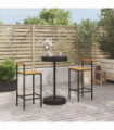 3 Piece Garden Bar Set Black Poly Rattan&Solid Wood Acacia