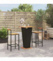 3 Piece Garden Bar Set Black Poly Rattan&Solid Wood Acacia