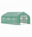 Polytunnel Green PE Cover 447cm x 300cm x 200cm Walk-in Tent ZipDoor 6Windows