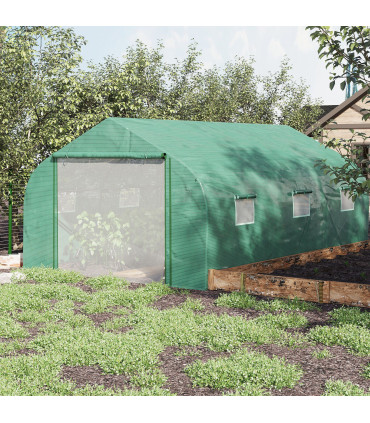 Polytunnel Green PE Cover 447cm x 300cm x 200cm Walk-in Tent ZipDoor 6Windows