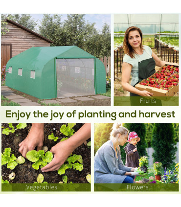Polytunnel Green PE Cover 447cm x 300cm x 200cm Walk-in Tent ZipDoor 6Windows