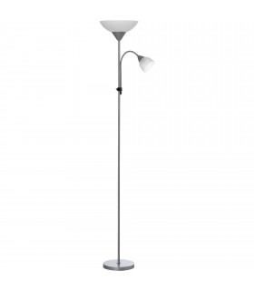 Steel Duo-Head Floor Lamp Silver Elegant mother-child design uplifter light