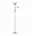 Steel Duo-Head Floor Lamp Silver Elegant mother-child design uplifter light