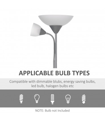 Steel Duo-Head Floor Lamp Silver Elegant mother-child design uplifter light