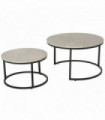 2 Pcs Stacking Coffee Table Set w/ Steel Frame Marble-Effect Top Foot Pads Home