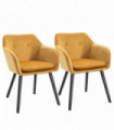 2 Pieces Modern Upholstered Fabric Bucket Seat Dining Room Armchairs - Yellow