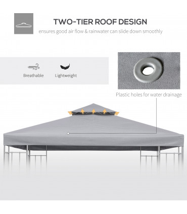 Gazebo Canopy Roof Top Replacement Cover Light Grey 300cm x 300cm x 18cm