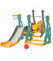 Swing and Slide Set Multi-colored PE 20.50 cm 3-IN-1 Kids with Basketball Hoop