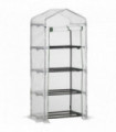 Greenhouse 4 Tier Mini, Portable Steel Frame, PE Cover, 160x69x50cm, White