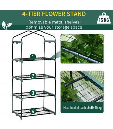 Metal White 70cm x 50cm x 160cm 4 Tiers Mini Portable Greenhouse Plant Grow Shed