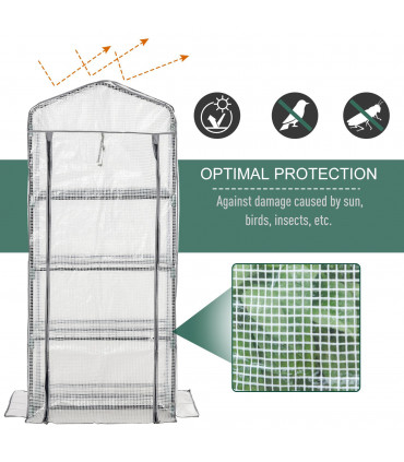 Metal White 70cm x 50cm x 160cm 4 Tiers Mini Portable Greenhouse Plant Grow Shed