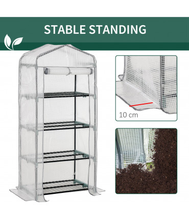 Metal White 70cm x 50cm x 160cm 4 Tiers Mini Portable Greenhouse Plant Grow Shed
