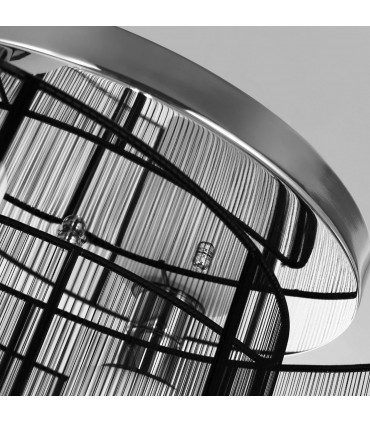 Chandelier, Fabric, Cream white, Black, 40x25H cm, Chrome/Fabric-Black