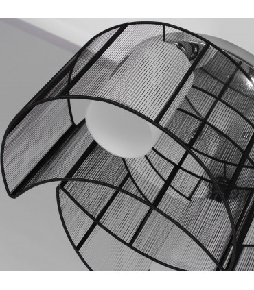 Chandelier, Fabric, Cream white, Black, 40x25H cm, Chrome/Fabric-Black