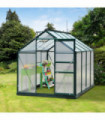 Clear Polycarbonate Greenhouse Large Walk-In Green House Garden Plants Grow Galvanized Base Aluminium Frame w/ Slide Door (6 x 8ft)