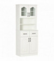 168cm Kitchen Cupboard Storage Cabinet w/ Shelves & Drawers,Open Counter White