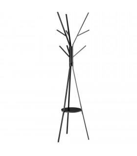 Coat Rack Metal Black 180cm Free Standing Shelf Holder Stand Display Clothes Hat