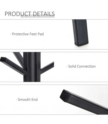 Coat Rack Metal Black 180cm Free Standing Shelf Holder Stand Display Clothes Hat