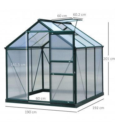 Polycarbonate Dark green 190cm x 192cm x 201cm Walk-In Greenhouse Plant Grow