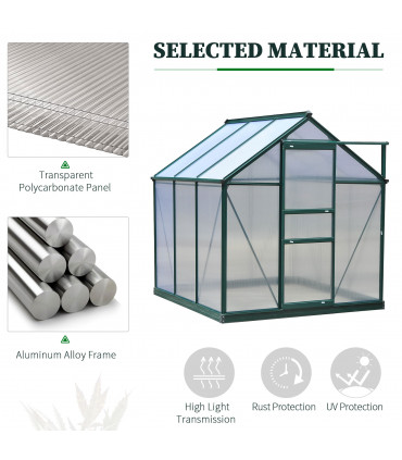 Polycarbonate Dark green 190cm x 192cm x 201cm Walk-In Greenhouse Plant Grow