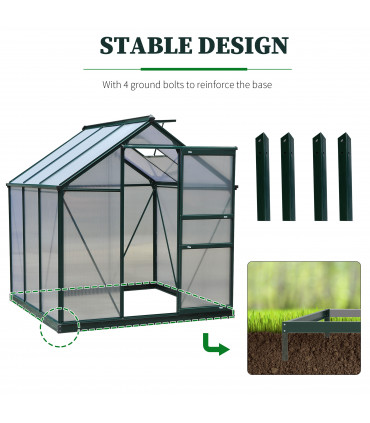 Polycarbonate Dark green 190cm x 192cm x 201cm Walk-In Greenhouse Plant Grow