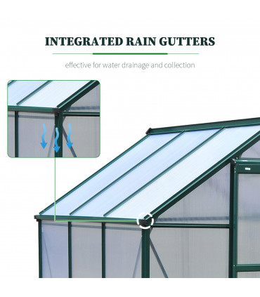 Polycarbonate Dark green 190cm x 192cm x 201cm Walk-In Greenhouse Plant Grow