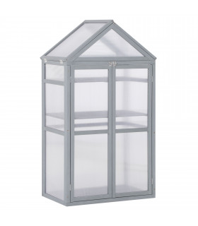 80x47x138cm Wood Cold Frame Greenhouse for Plants PC Board Grey
