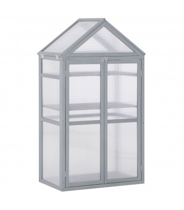 80x47x138cm Wood Cold Frame Greenhouse for Plants PC Board Grey