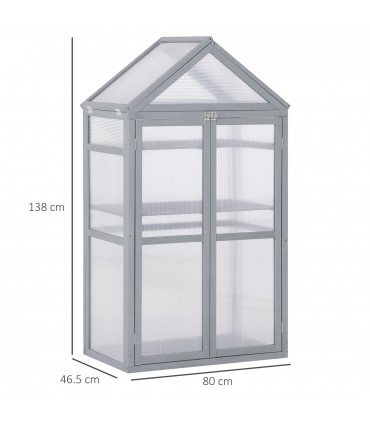 80x47x138cm Wood Cold Frame Greenhouse for Plants PC Board Grey