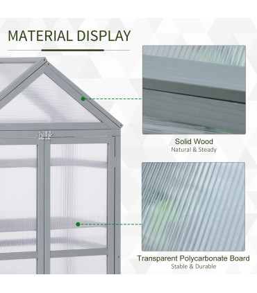80x47x138cm Wood Cold Frame Greenhouse for Plants PC Board Grey