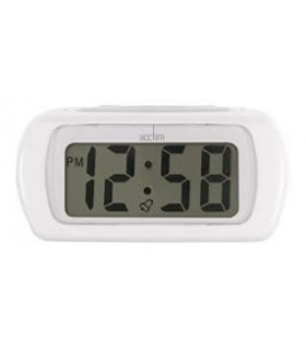 Alarm Clock White Large LCD Display Sleek Design 13.75x21.12x2 cm 0.60 kg