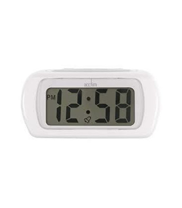 Alarm Clock White Large LCD Display Sleek Design 13.75x21.12x2 cm 0.60 kg