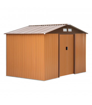 9x6 ft Metal Shed Khaki Storage Large Yard Store Door Container
