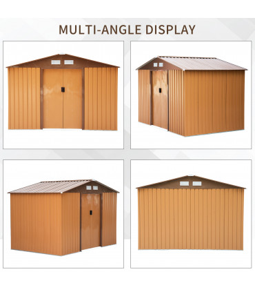 9x6 ft Metal Shed Khaki Storage Large Yard Store Door Container