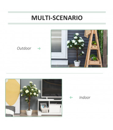 Artificial Camellia Tree Fake Decorative Plant 21 Flowers, 90cm, White and Green