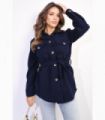 Jacket Polyester Navy S/M Belted Shacket Warmth & Durability Chic & Trendy