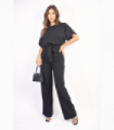 Casual Belted Wide Leg Jumpsuit