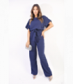 Casual Belted Wide Leg Jumpsuit