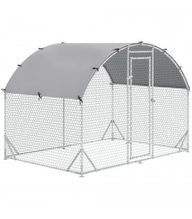Chicken Run One Room Galvanised Chicken Coop Hen House w/ Cover 2.8 x 1.9 x 2m