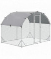 Chicken Run One Room Galvanised Chicken Coop Hen House w/ Cover 2.8 x 1.9 x 2m