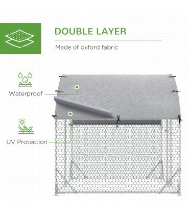 Chicken Run One Room Galvanised Chicken Coop Hen House w/ Cover 2.8 x 1.9 x 2m