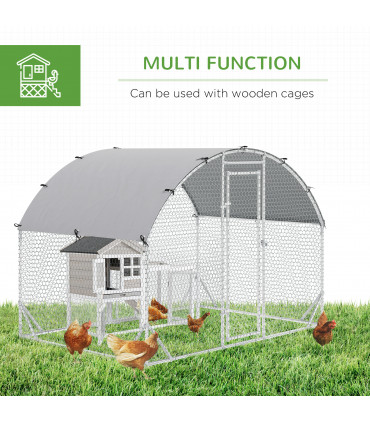 Chicken Run One Room Galvanised Chicken Coop Hen House w/ Cover 2.8 x 1.9 x 2m