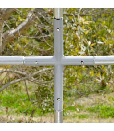 Chicken Run One Room Galvanised Chicken Coop Hen House w/ Cover 2.8 x 1.9 x 2m