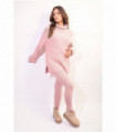 Co-ord Set Polyester Dusty Pink S/M Chunky Knitted High Roll Neck Top Bottom