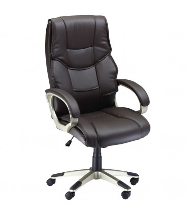 Executive Computer Office Desk Chair High Back Faux Leather Swivel Chair Brown